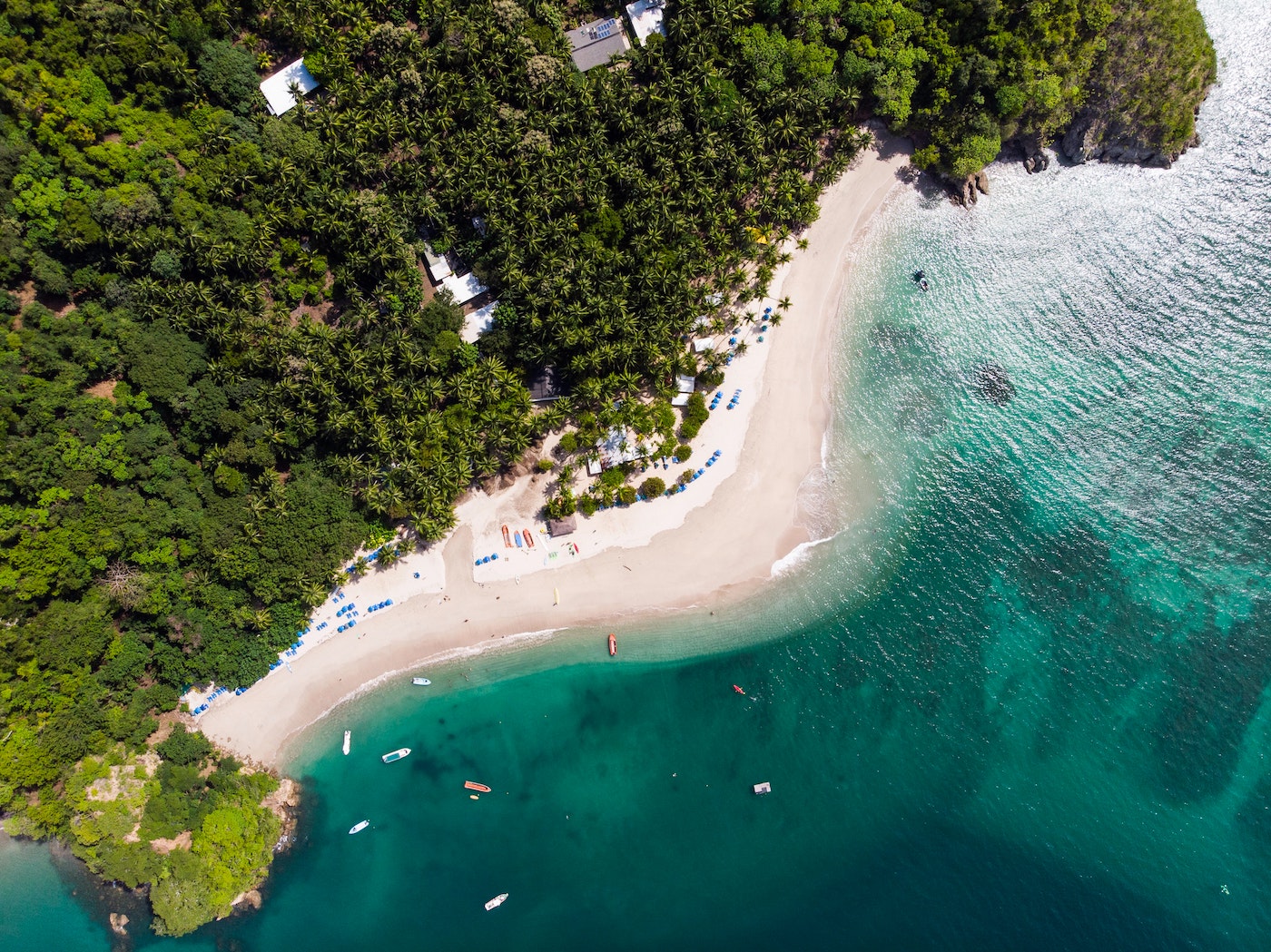 Aerial view of forest and ocean in Costa Rica