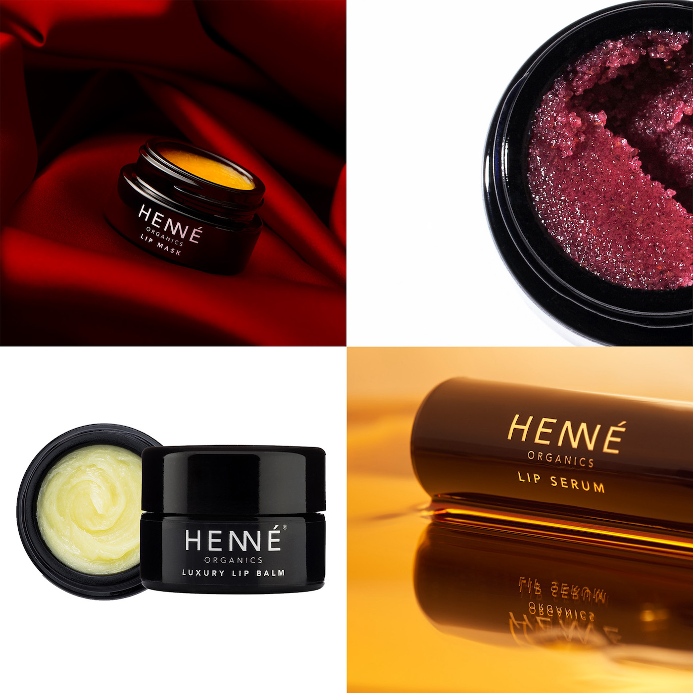 Collage of 4 pics of lip products